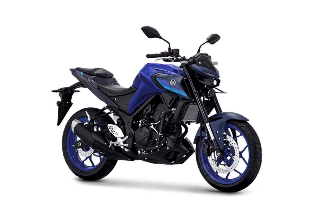 2022 yamaha mt-25 blue front right side